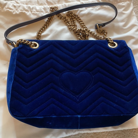 Gucci Marmont Velvet Shoulder Bag in Cobalt - Picture 8 of 8